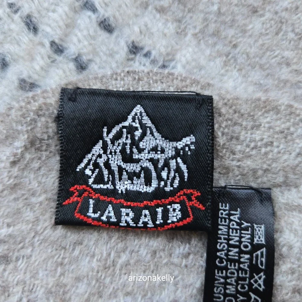 Laraib Cashmere Woven Scarf Natural Earthy Made in Nepal - Picture 2 of 16